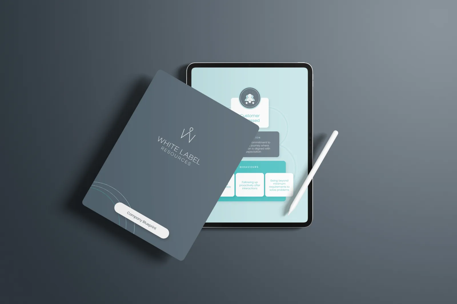 White Label Resources company blueprint shown on an iPad