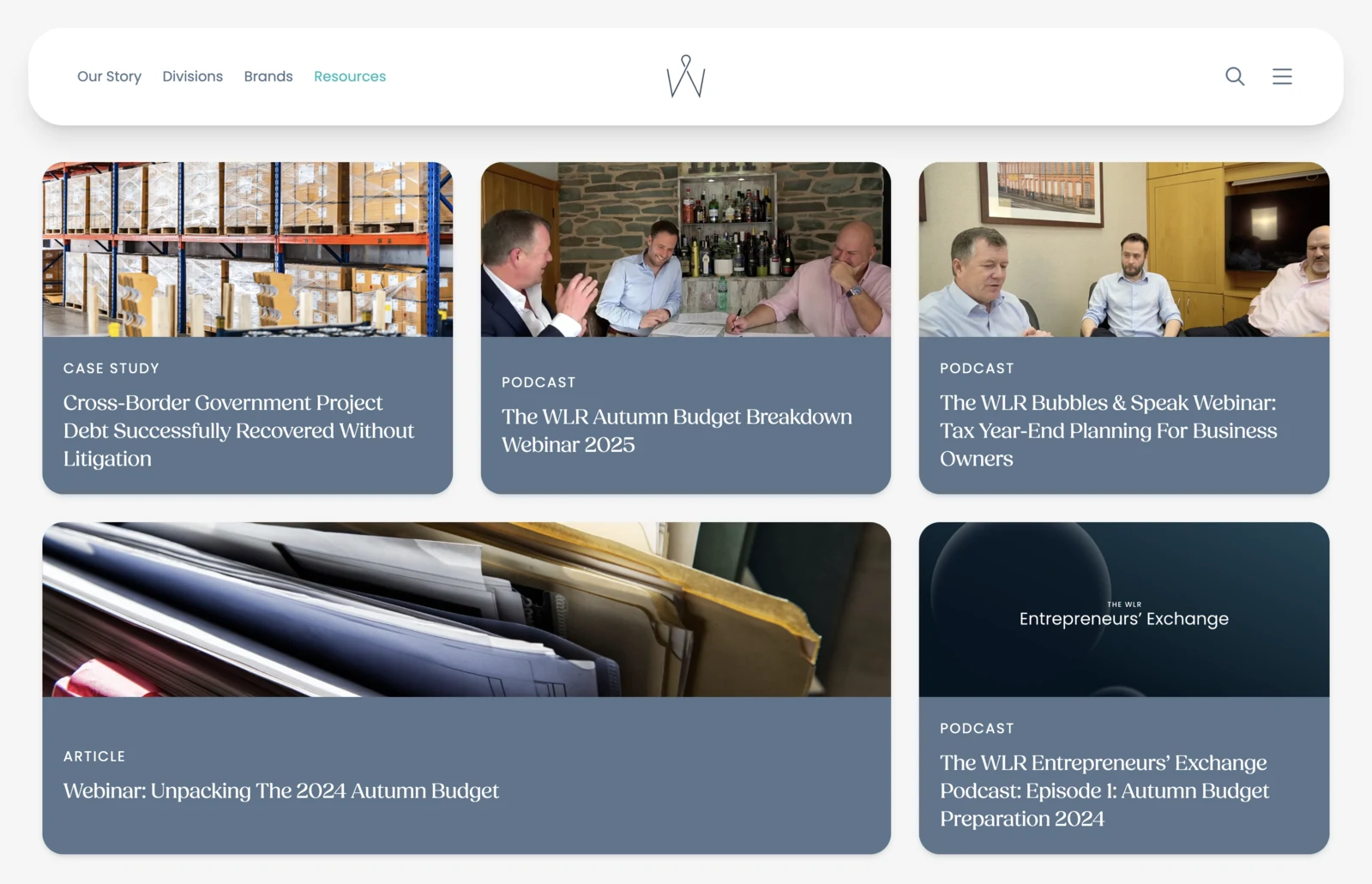 Articles, podcasts and case studies in a shared resource library